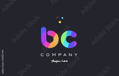 bc b c  colored rainbow creative colors alphabet letter logo icon