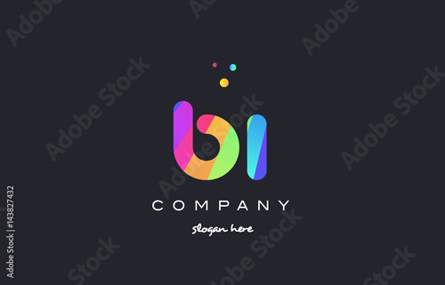 bi b i  colored rainbow creative colors alphabet letter logo icon