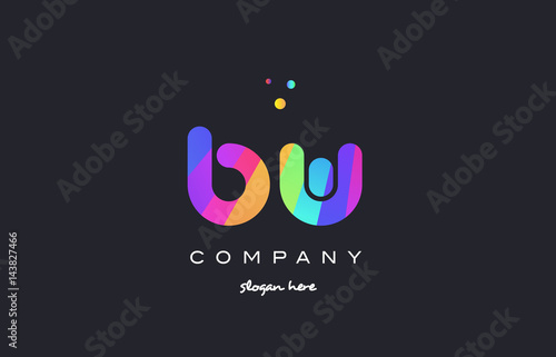Quadro su tela bw b w  colored rainbow creative colors alphabet letter logo icon