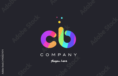 cb c b  colored rainbow creative colors alphabet letter logo icon