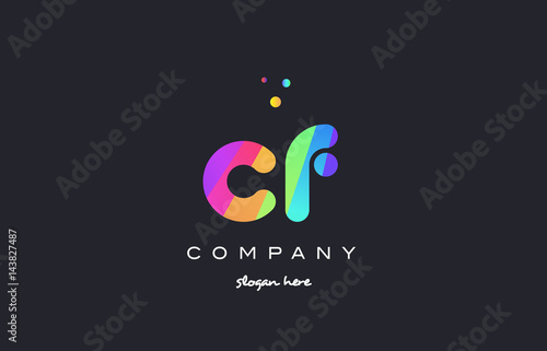 cf c f  colored rainbow creative colors alphabet letter logo icon