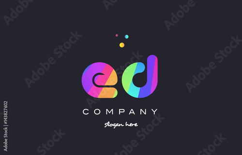 ed e d  colored rainbow creative colors alphabet letter logo icon