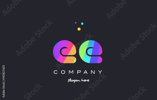 ee e e  colored rainbow creative colors alphabet letter logo icon