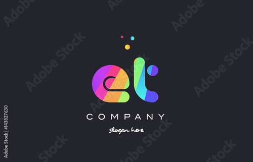 Slika na platnu et e t  colored rainbow creative colors alphabet letter logo icon