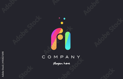 fi f i  colored rainbow creative colors alphabet letter logo icon