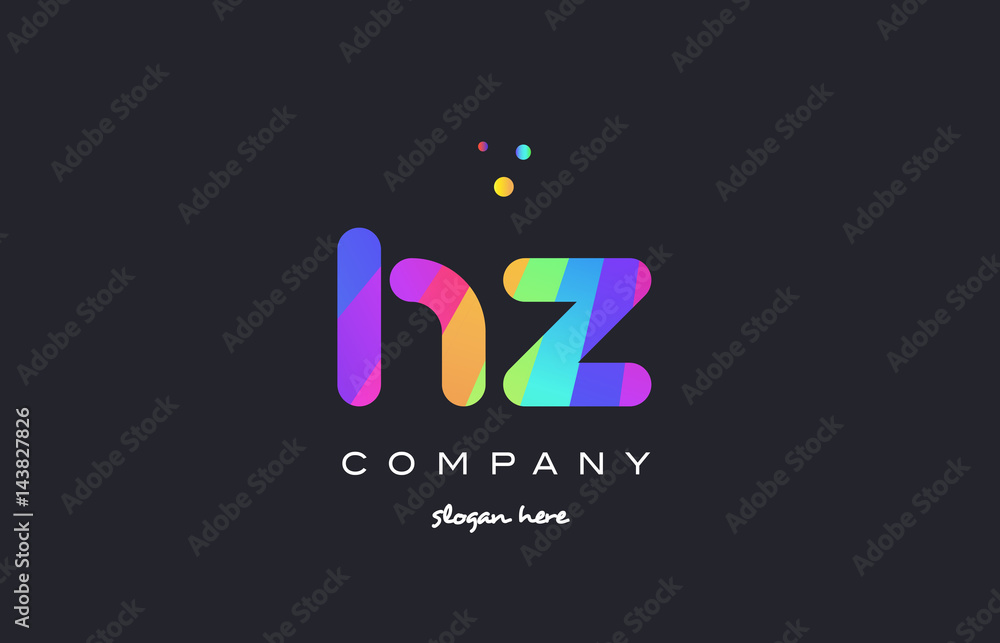 hz h z  colored rainbow creative colors alphabet letter logo icon