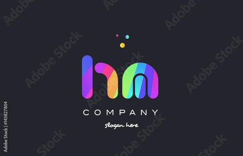 hm h m  colored rainbow creative colors alphabet letter logo icon