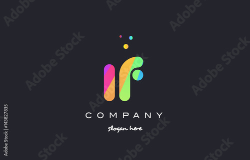 if i f  colored rainbow creative colors alphabet letter logo icon