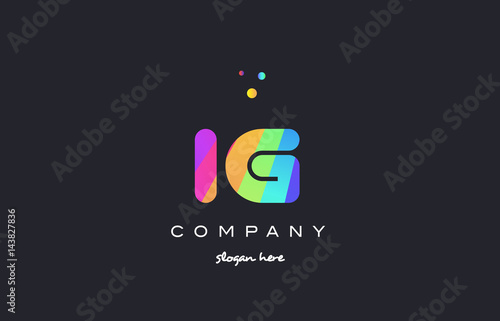 ig i q  colored rainbow creative colors alphabet letter logo icon