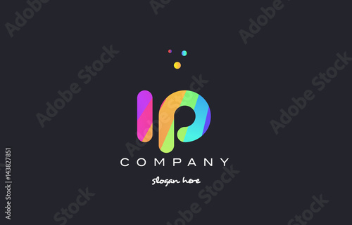 ip i p  colored rainbow creative colors alphabet letter logo icon