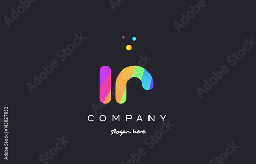 ir i r  colored rainbow creative colors alphabet letter logo icon
