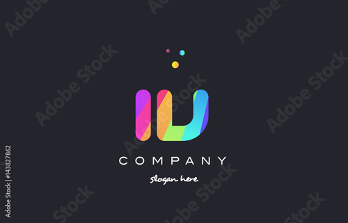 iv i v  colored rainbow creative colors alphabet letter logo icon