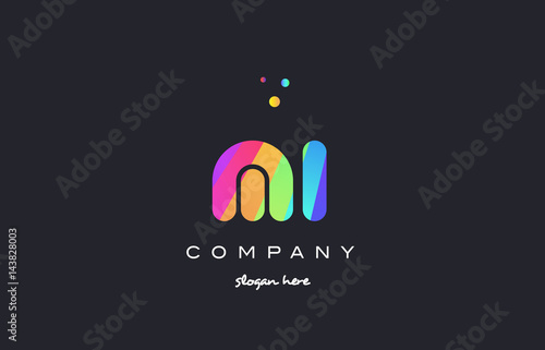 mi m i  colored rainbow creative colors alphabet letter logo icon