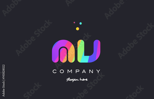 mv m v  colored rainbow creative colors alphabet letter logo icon