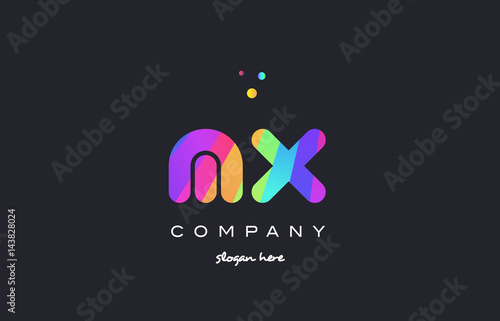mx m x  colored rainbow creative colors alphabet letter logo icon