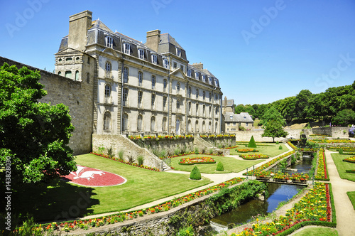 Flower garden at the walls in the city Vannes, Brittany, France