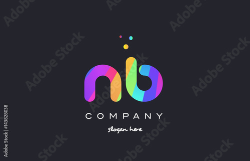 nb n b  colored rainbow creative colors alphabet letter logo icon