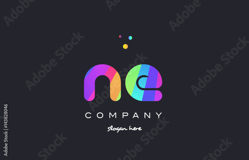 ne n e  colored rainbow creative colors alphabet letter logo icon