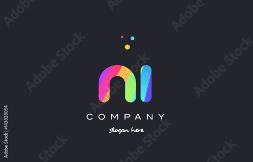 ni n i  colored rainbow creative colors alphabet letter logo icon