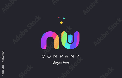 nw n w  colored rainbow creative colors alphabet letter logo icon photo