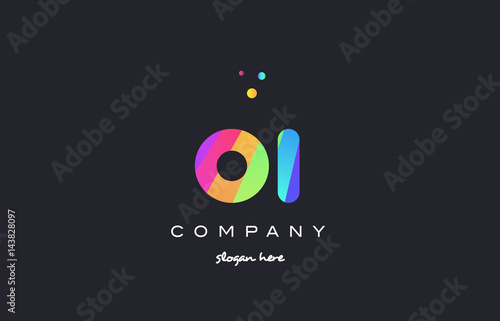 oi o i  colored rainbow creative colors alphabet letter logo icon