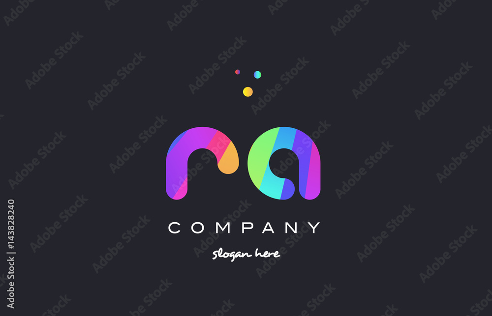 Fototapeta premium ra r q colored rainbow creative colors alphabet letter logo icon
