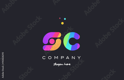 sc s c colored rainbow creative colors alphabet letter logo icon