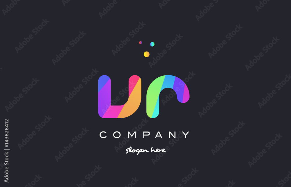 vr v r colored rainbow creative colors alphabet letter logo icon Stock ...
