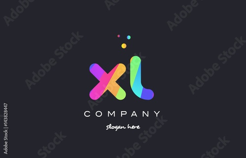 xl x l  colored rainbow creative colors alphabet letter logo icon