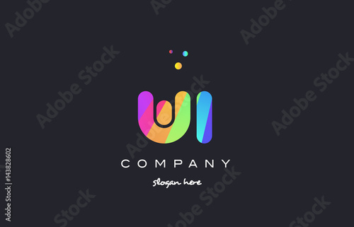 wi w i  colored rainbow creative colors alphabet letter logo icon