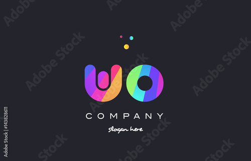 wo w o  colored rainbow creative colors alphabet letter logo icon