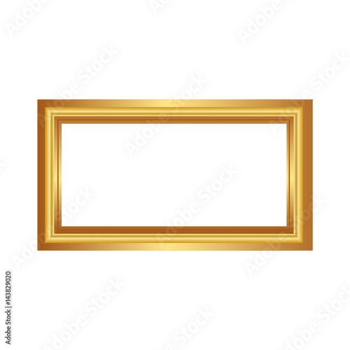 Golden frame isolated on white background. Classic style composition. Blank picture frame template. Modern design element for you product mock-up or presentation.