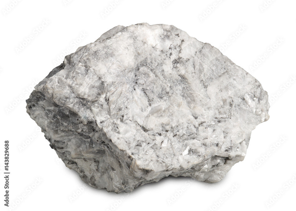 Mineral  magnesite isolated on white background. Magnesite are burnt to make magnesium oxide and used in jewelry-making,  in flooring material and as catalyst. - obrazy, fototapety, plakaty 