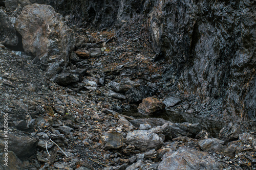 Rocky hillside with small pool of water