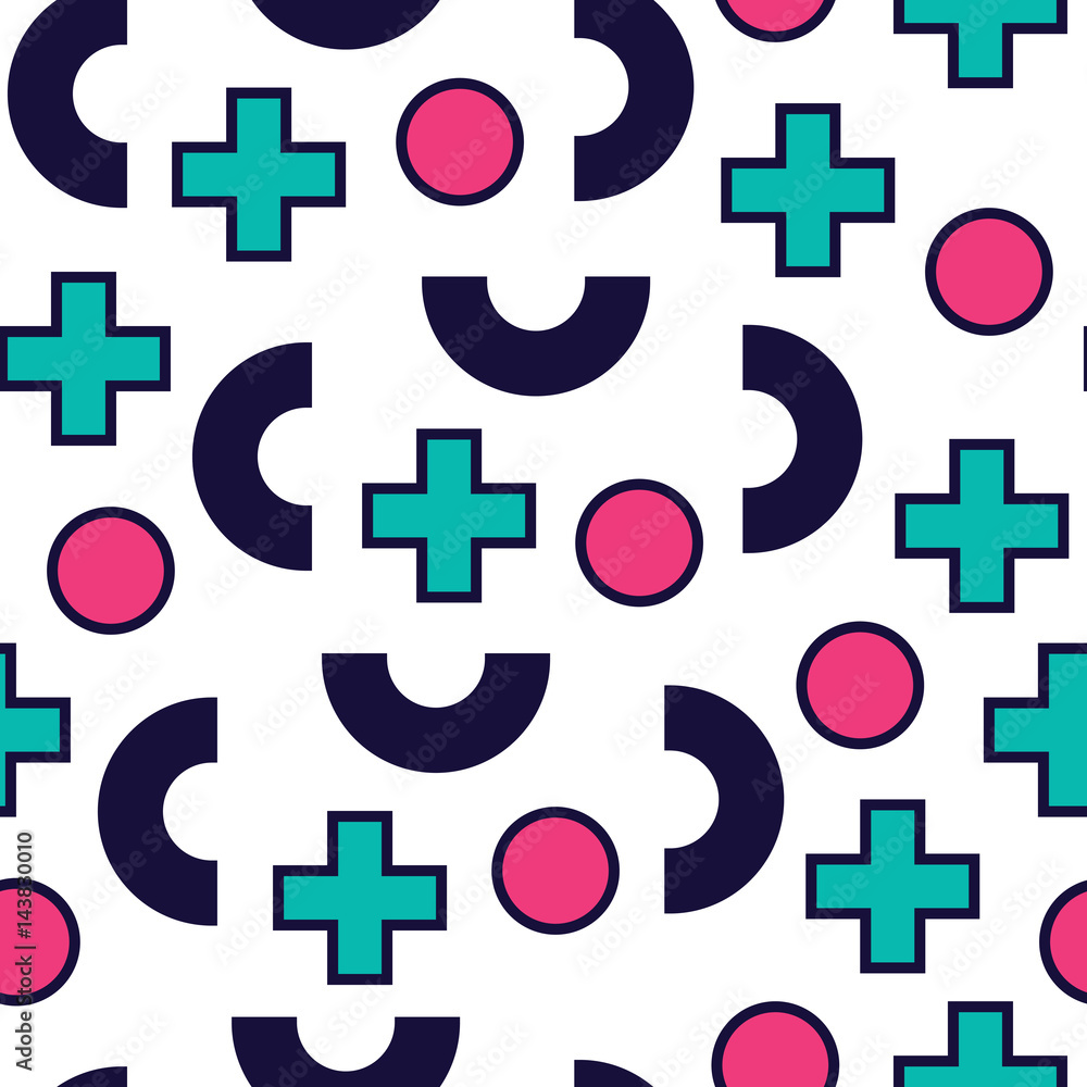 Obraz premium Seamless pattern in 90 80 style