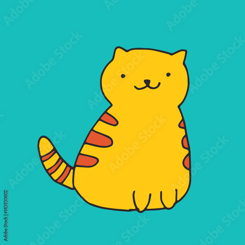 Vector cute kawaii illustration - funny cat. Hand drawn japanese kawaii style sketch, abstract imaginary creature