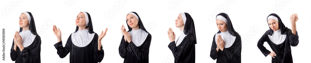 Pretty nun isolated on white Pretty nun isolated on white