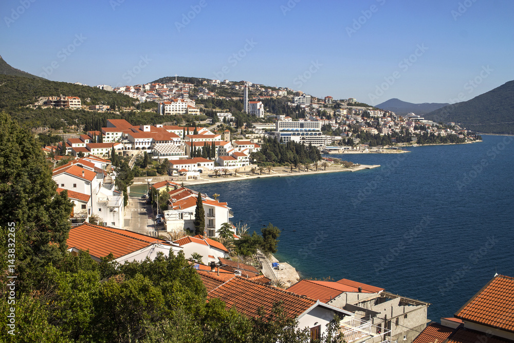 Town Neum in Bosnia and Herzegovina in Malostonski bay on Adriatic sea