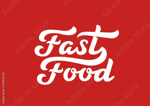Fast Food calligraphic text logo vector Lettering composition.