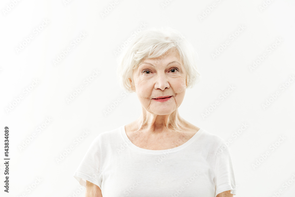 Joyful senior lady expressing positive emotions Joyful senior lady expressing positive emotions