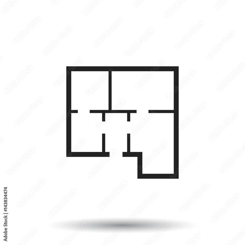 House plan simple flat icon. Vector illustration on white background. House plan simple flat icon. Vector illustration on white background.