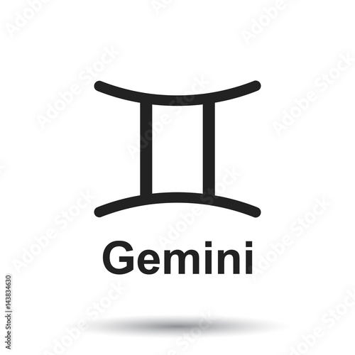Gemini zodiac sign. Flat astrology vector illustration on white background.