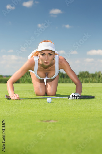Gorgeous female golf player