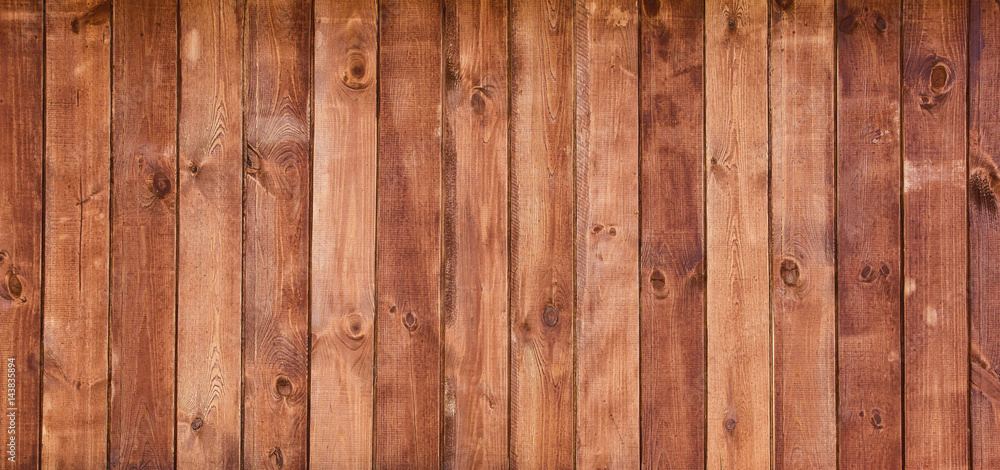 Fototapeta premium Panoramic wooden wall pattern background.