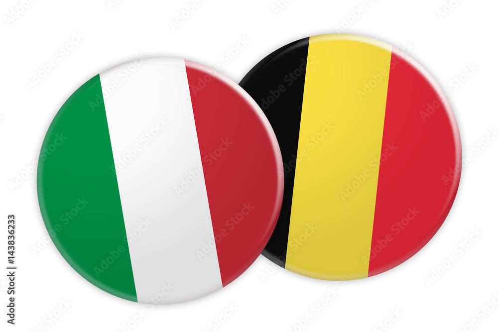 Fototapeta premium News Concept: Italy Flag Button On Belgium Flag Button, 3d illustration on white background