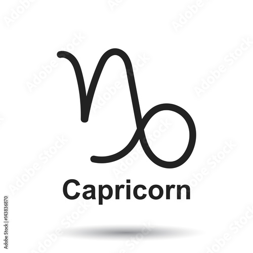 Capricorn zodiac sign. Flat astrology vector illustration on white background.