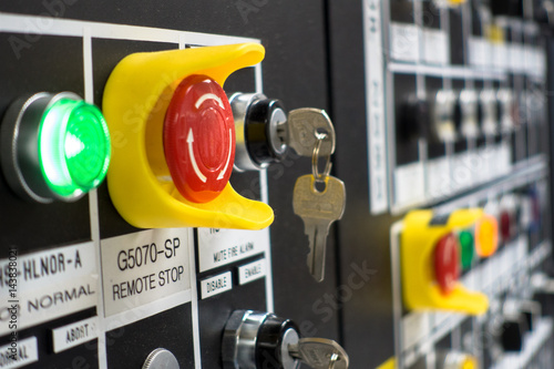 Electrical switchgear panel control, on plant  and process control with vintage tone with analog gauge