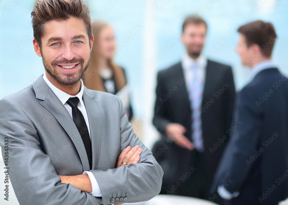 Business and office concept - smiling business team working in Business and office concept - smiling business team working in