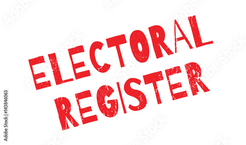 Electoral Register rubber stamp. Grunge design with dust scratches. Effects can be easily removed for a clean, crisp look. Color is easily changed.