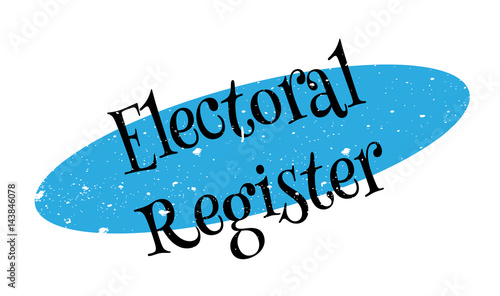 Electoral Register rubber stamp. Grunge design with dust scratches. Effects can be easily removed for a clean, crisp look. Color is easily changed.